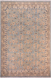 handmade Transitional Kafkaz Blue Beige Hand Knotted RECTANGLE 100% WOOL area rug 8 x 10